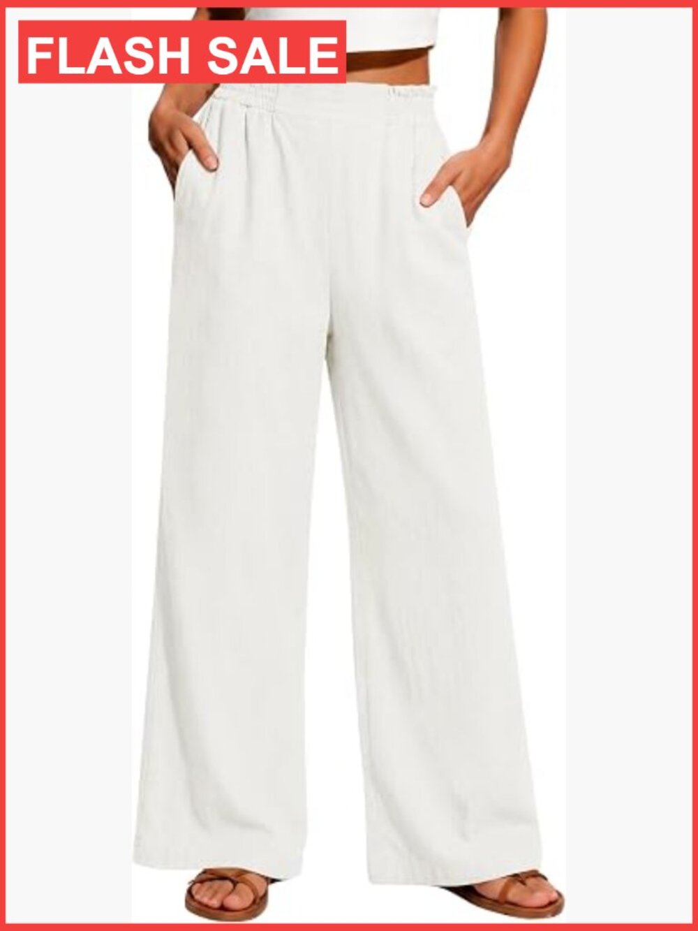 Linen Wide Leg Palazzo Pants High Rise Yoga Capri Stretch Long Casual